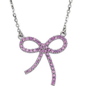Genuine Pink Sapphire Bow Necklace