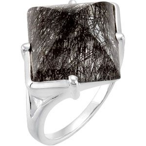 Genuine Tourmalinated Quartz Ring