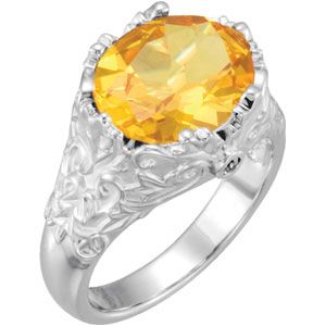 Genuine Citrine & Diamond Ring