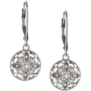1/10 ct tw Diamond Lever Back Earrings