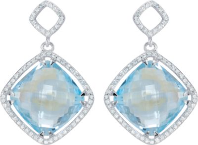 Halo-Style Antique Square Shaped Dangle Earrings