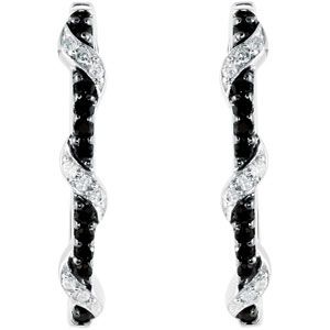 Genuine Black Spinel & Diamond Earrings