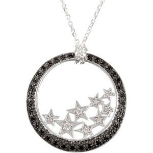 Genuine Black Spinel & Diamond Pendant