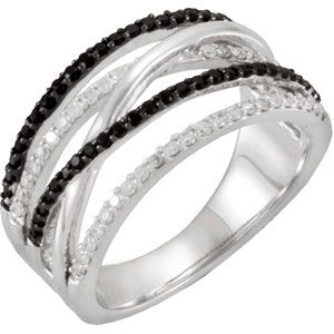 Genuine Black Spinel & Diamond Ring