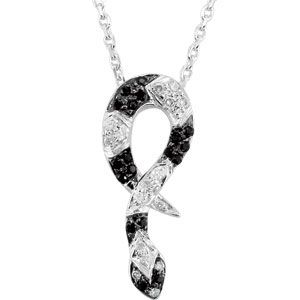Genuine Black Spinel & Diamond Snake Pendant or Necklace