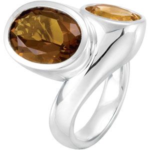Genuine Honey Quartz & Citrine Ring