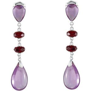 Genuine Amethyst & Brazilian Garnet Earrings