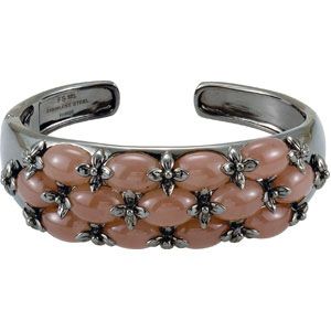 Genuine Chocolate Chalcedony Hinged Cuff Bracelet