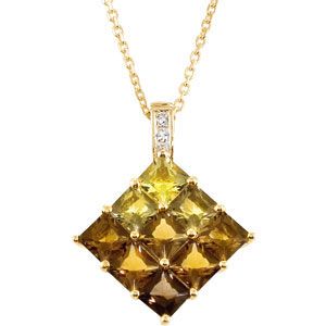 Genuine Multi Color Quartz & Diamond Pendant