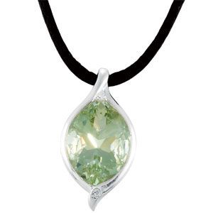 Genuine Green Quartz & White Topaz Pendant