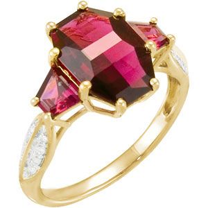 Genuine Brazilian Garnet & Diamond Ring