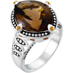 Genuine Smoky Quartz, Citrine & Madeira Citrine Ring