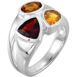 Genuine Mozambique Garnet, Madeira Citrine & Citrine Ring