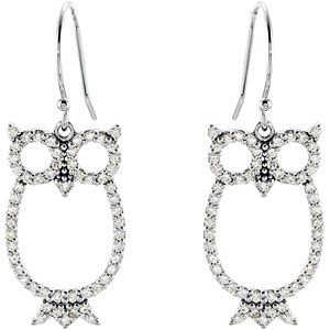 1/2 ct tw Diamond Owl Earrings