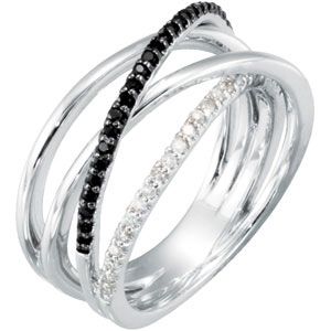 Genuine Black Spinel & Diamond Ring