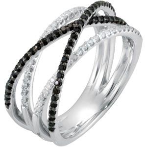 Genuine Black Spinel & Diamond Ring