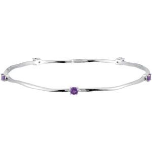 Genuine Amethyst Stackable Bangle Bracelet