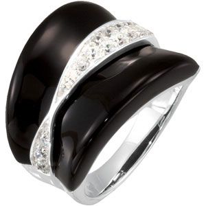 Genuine Onyx & CZ Ring