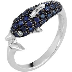 Genuine Blue Sapphire & Diamond Ring