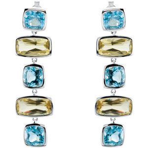 Genuine Sky Blue Topaz & Lime Quartz Earrings