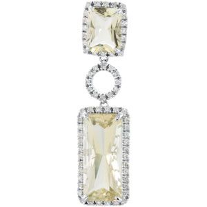 Genuine Lime Quartz & Diamond Pendant