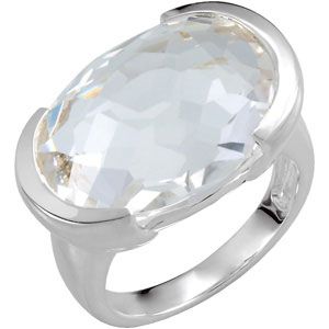 Genuine Checkerboard White Quartz Ring