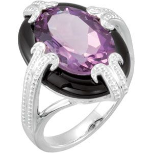 Genuine Amethyst & Onyx Ring