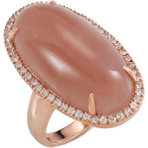 Genuine Chocolate Chalcedony & White Sapphire Ring