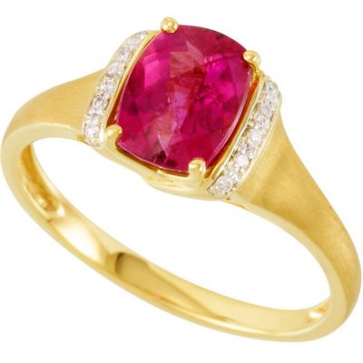 Genuine Rubellite & Diamond Ring