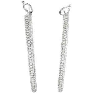2 7/8 ct tw Diamond Inside Outside Hoop Earrings 