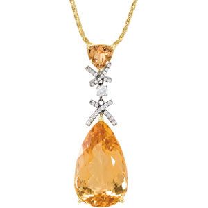 Genuine Precious Topaz and Diamond Necklace