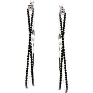Genuine Black Spinel Hoop Earrings