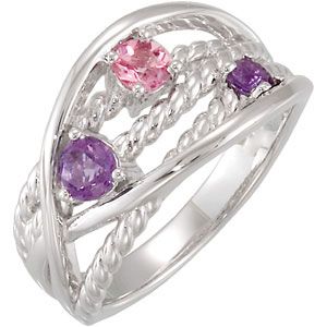 Genuine Amethyst & Pink Tourmaline Ring