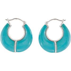 Genuine Chinese Turquoise Hoop Earrings