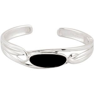 Genuine Onyx Hinged Cuff Bracelet
