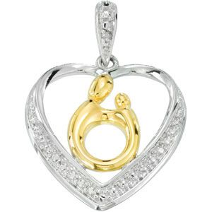 Heart Shaped Mother & Child&reg; Pendant with 18kt Yellow Plating 