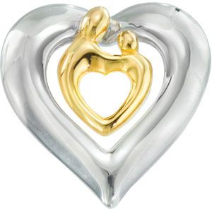 Heart Shaped Mother & Child&reg; Pendant with 18kt Yellow Plating