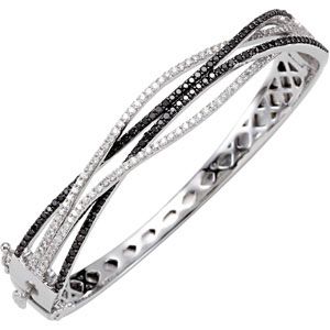 2 ct tw Black & White Diamond Bangle Bracelet 