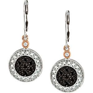 1/3 ct tw Black & White Diamond Lever Back Earrings 