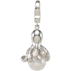 Freshwater Cultured Pearl & Diamond Octopus Charm