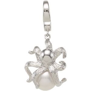 Freshwater Cultured Pearl & Diamond Octopus Charm