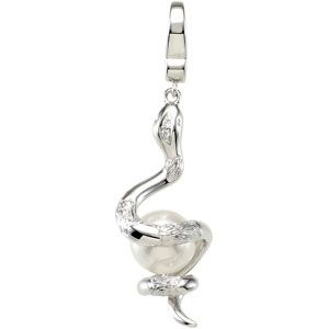 Freshwater Cultured Pearl & Diamond Snake Charm
