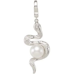Freshwater Cultured Pearl & Diamond Snake Charm