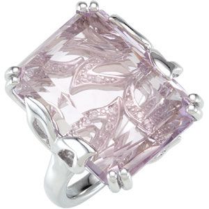 Genuine Rose De France Quartz & Diamond Ring