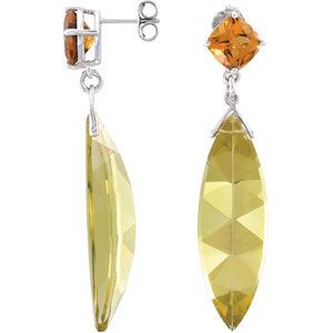 Genuine Lime Quartz & Citrine Earrings
