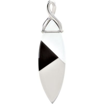 Genuine White Quartz, Smoky Quartz & Onyx Pendant