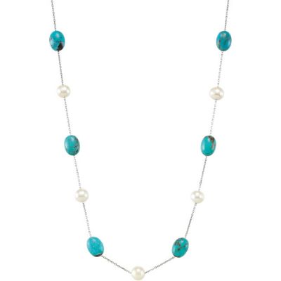 Freshwater Cultured Pearl & Genuine Turquoise 42