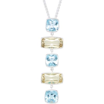 Genuine Sky Blue Topaz & Lime Quartz Pendant