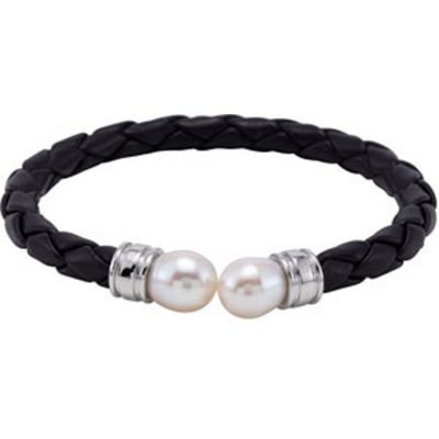 Freshwater Cultured Pearl & Leather Cuff Bracelet