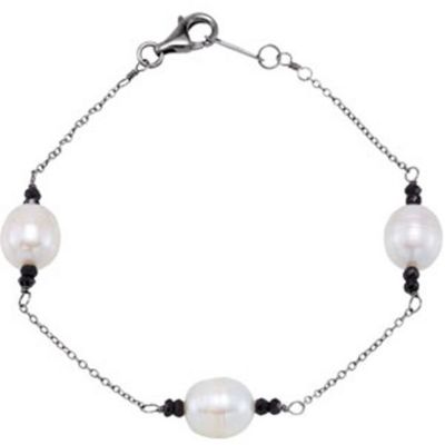 Freshwater Cultured Pearl & Black Spinel Bracelet